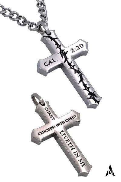 Steel Cross Necklace Galatians 2:20 Pinterest
