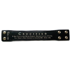 CRUCIFIED Galatians 2:20 Black Leather Bracelet