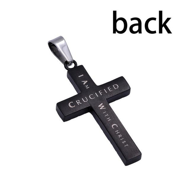 Crucified with Christ Black Cross Stainless Steel Necklace