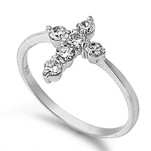 Cubic Zirconia Cross Ring Silver