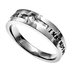 Stainless Steel Cut Out Cross Ring, Not Perfect, But Jesus Died For Me
