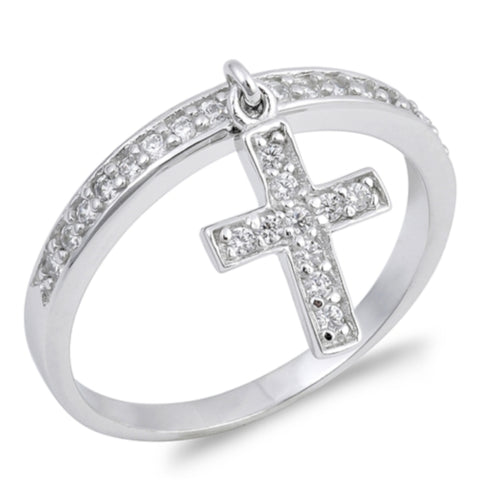 Dangling Cross Ring with Diamonds