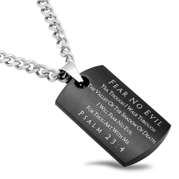 Dog Tag With Cross CutOut Black Lord Is My Shepherd Psalm 23