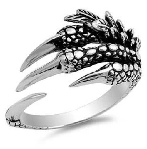 Eagle Claw And Feather Ring, 925 Sterling Silver, Open End Bible Verse