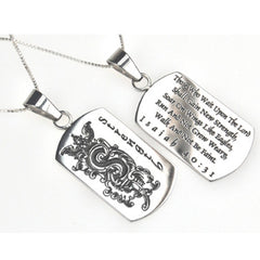 Women's Monogram "S" Christian Dog Tag, Isaiah 40:31, Stainless Steel Chain