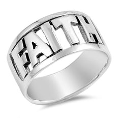 FAITH Cutout Word Ring, Sterling Silver Jewelry 1 Corinthians 13