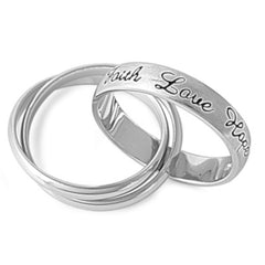 Faith Hope Love Ring Sterling Silver 925 with Jewelry Gift Box