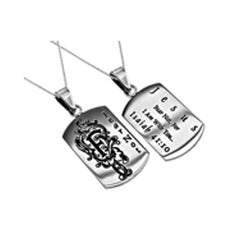 Women's Monogram "F" Christian Dog Tag, Isaiah 41:10 FEAR NOT, Stainless Steel Chain