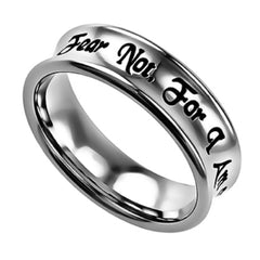 FEAR NOT Isaiah 41:10 Women's Christian Truth Band Ring, Stainless Steel