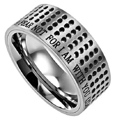 FEAR NOT Isaiah 41:10 Men's Christian Scripture Ring, Stainless Steel