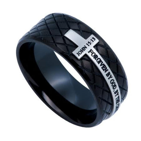 Forgiven Ring Cross Black