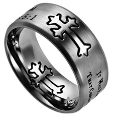 Freedom Ring Stainless Steel, Galatians 5:1, Christian Bible Verse