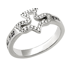 FRUIT OF THE SPIRIT Ring, Dove of Peace CZ Stones and Stainless Steel