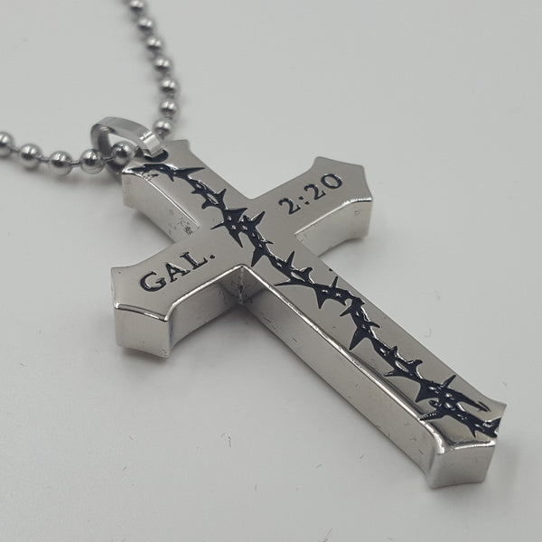 Galatians 2:20 Crown Of Thorns Cross Necklace