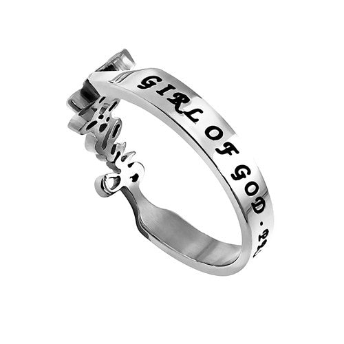 Hand Writing Bible Verse, Girl Of God Proverbs 31 Ring, Stainless Steel