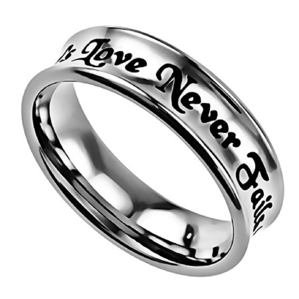 God's Love Never Fails 1 Corinthians Ring