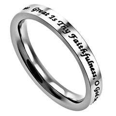 Great Is Thy Faithfulness Ring Stainless Steel Band Ring Hymn Inspired