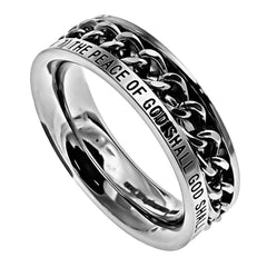 GUARDED Philippians 4:7 Christian Women Chain Ring, Stainless Steel