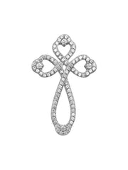 Heart Cross Loop Necklace for Women, Sterling Silver Christian Jewelry