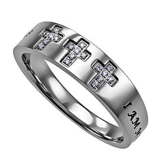 I AM MY BELOVED RING Christian Trinity Cross, Engraved Bible Verse with CZ Stones