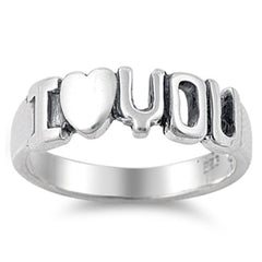 I HEART YOU Ring, Stylized Cutout 925 Sterling Silver Love Ring