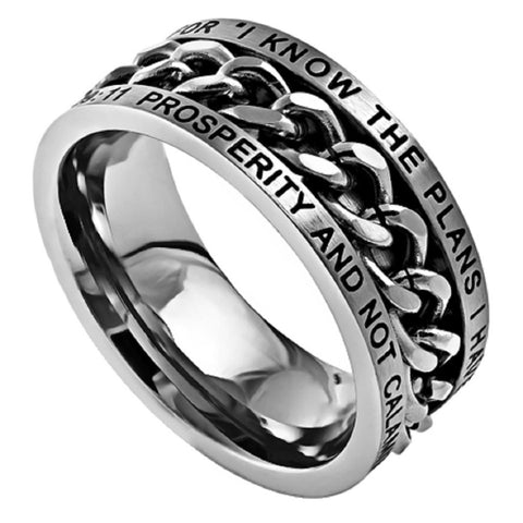 I Know Jeremiah 29:11 Bible Verse, Stainless Steel Spinner Chain