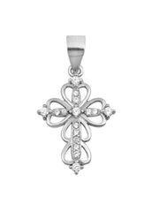 Infinity Heart Cross Necklace CZ Stones, Christian Theme, Sterling Silver
