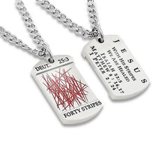 Isaiah 53:5 We Are Healed Dog Tag, Stainless Steel Curb Chain