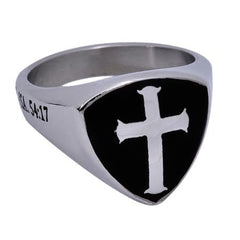 NO WEAPON Black Signet Shield Cross Ring, Stainless Steel
