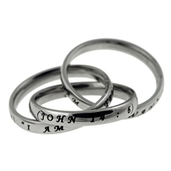 Triple Band Ring WAY TRUTH LIFE Promise Stainless Steel Jewelry