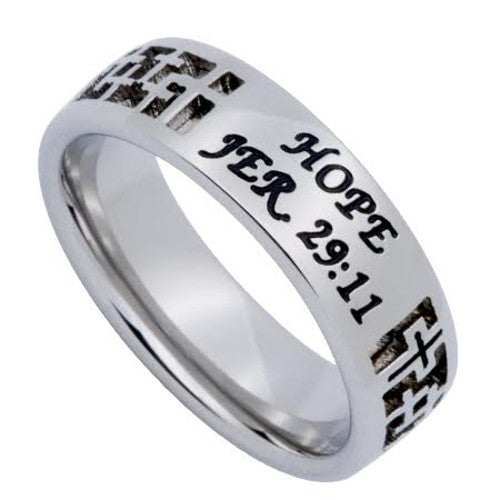 JEREMIAH 29:11 HOPE Jewelry, Bible Verse Cross Ring For Girls, 316L Stainless Steel
