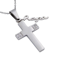 Handwritten HOPE Jeremiah 29:11 Cross Necklace, Stainless Steel Chain