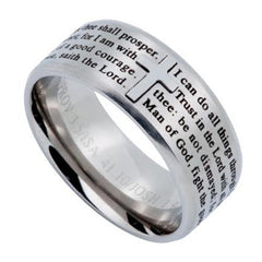 PHILIPPIANS 4:13 & JEREMIAH 29:11 Cross Ring for Men, Engraved Bible Verse, Stainless Steel