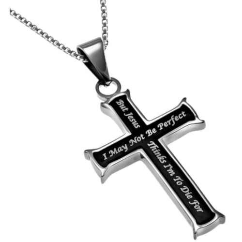 Jesus Died for Me Black Cross Necklace for Girls