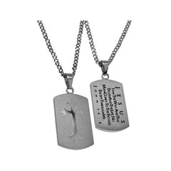 JOHN 14:6 Shield Cross Way, Truth, Life Necklace with Bible Verse, Stainless Steel Curb Chain