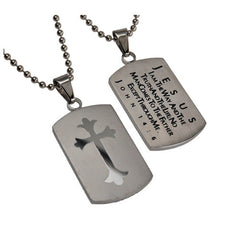 JOHN 14:6 Shield Cross Way, Truth, Life Necklace with Bible Verse, Stainless Steel