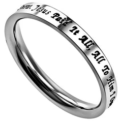 Jesus Paid It All Ring Stainless Steel Band Ring Hymn Inspired