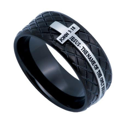 Black Cross Ring, Romans 10:9 JESUS IS LORD Bible Verse, Stainless Ste –  North Arrow Shop