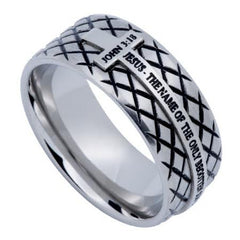 John 3:16 JESUS, Stainless Steel Diamond Back Cross Ring