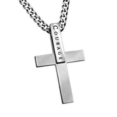 JOSHUA 1:9 Bible Verse, Simple Cross Pendant with Stainless Steel Curb Chain