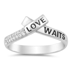 LOVE WAITS Ring, 925 Sterling Silver with Jewelry Gift Box