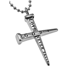 White Deer His & Her Cross Pendant Necklace Set – Stainless Steel, Blue & Red Enamel, 19" Chain
