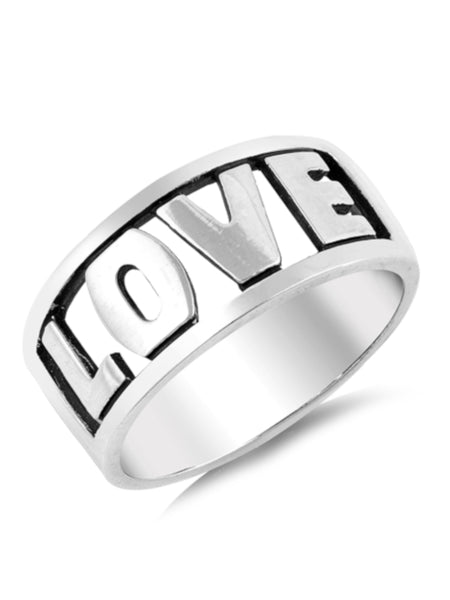 Love Word Ring Cutout Sterling Silver