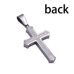 MAN OF GOD Stainless Steel Cross Necklace with Satin Finish