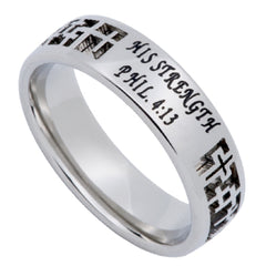 PHILIPPIANS 4:13 Jewelry, Bible Verse Cross Ring For Girls, 316L Stainless Steel