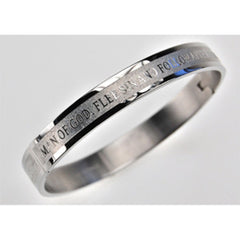 MAN OF GOD Bangle Bracelet, Christian Bible Verse, Stainless Steel