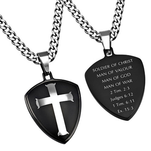 Man of God Cross Shield Necklace