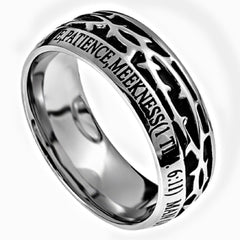 MAN OF GOD 1 Timothy 6:11 Men's Crown Of Thorns Ring, Stainless Steel