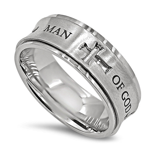 Men's Spinner Ring Anxiety Relief Stainless Steel Black/blue - Temu