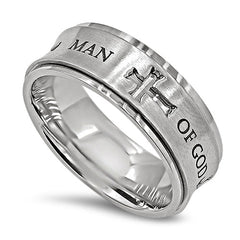 MAN OF GOD Spinner Ring with High Polished Stainless Steel